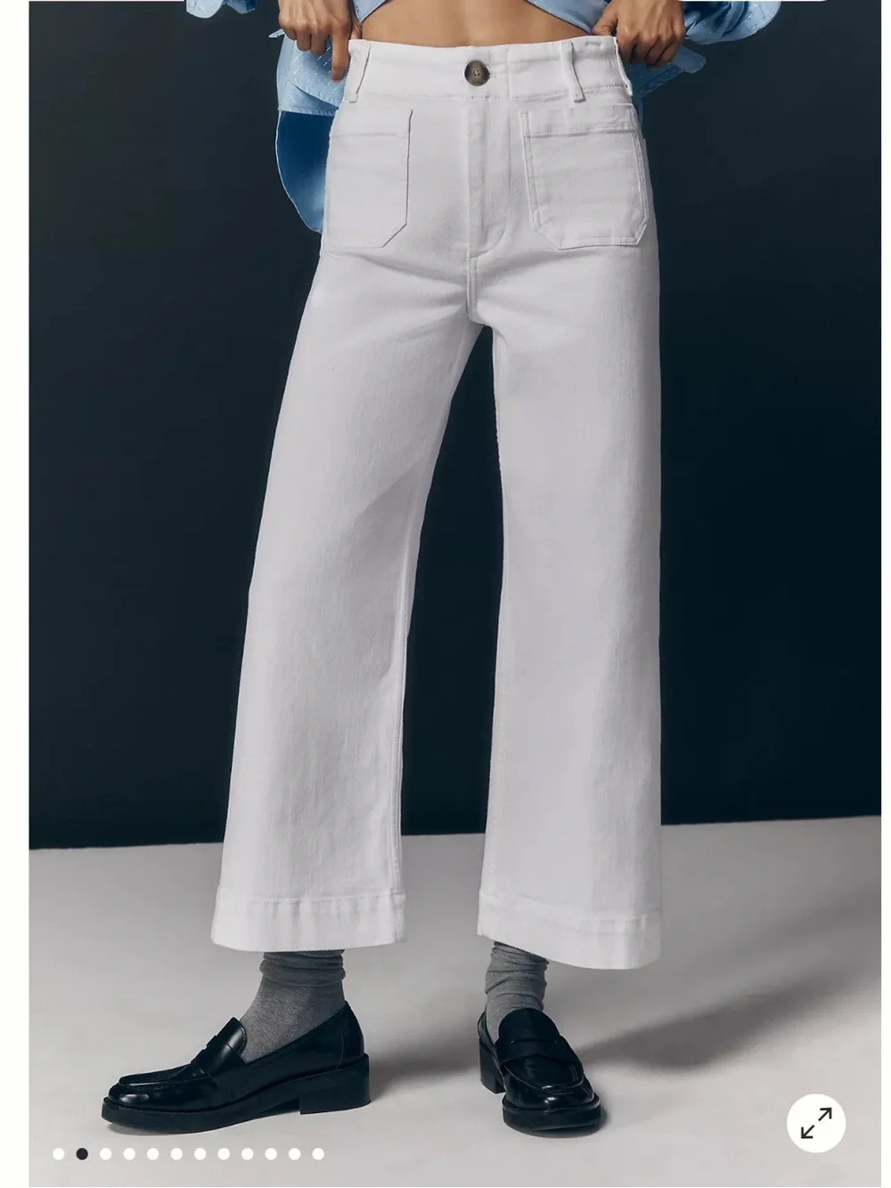 Maeve Collette White Wide-Leg High-Rise Cropped Pants - Picture 7 of 12